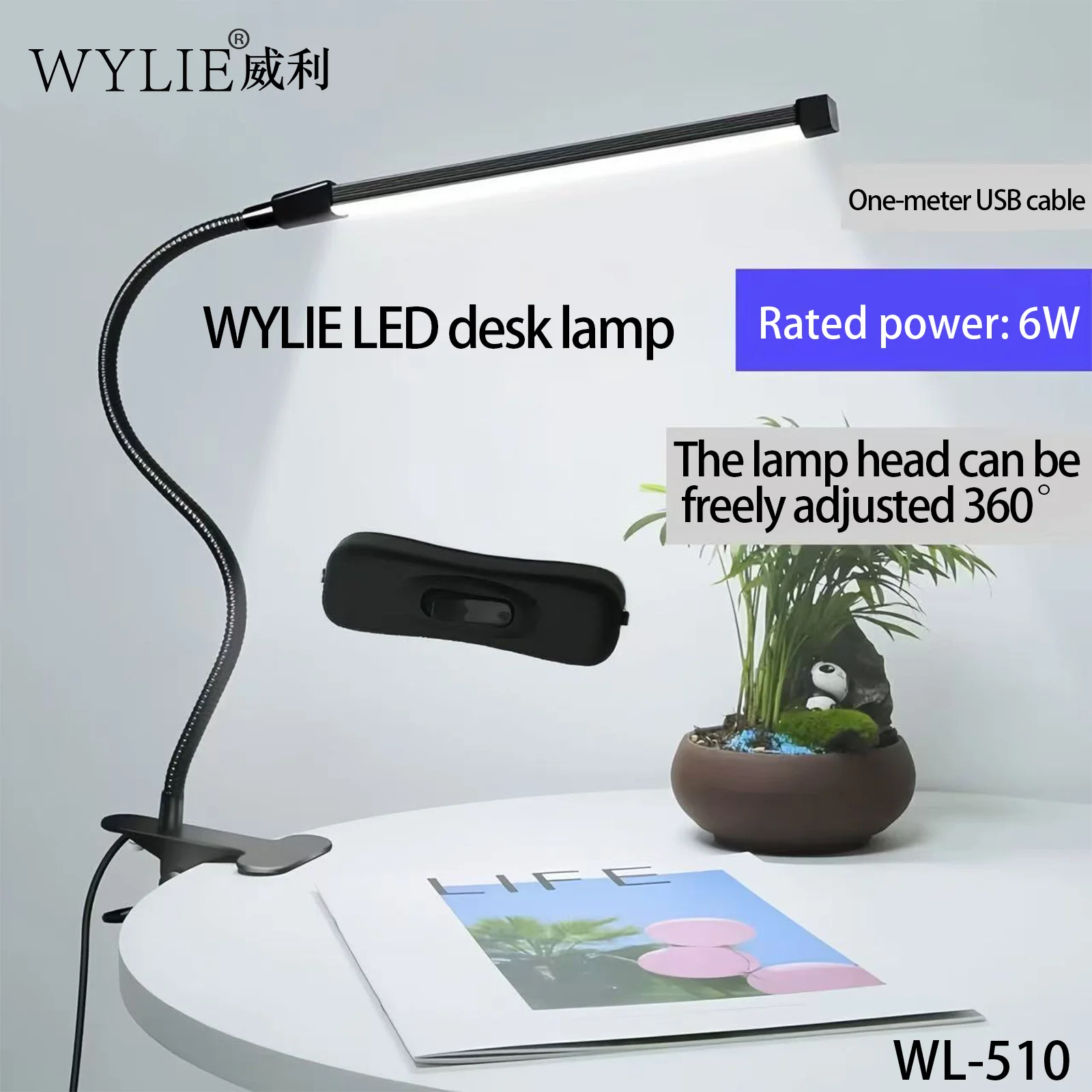 

WYLIE WL-510 LED Desk Lamp 360° Adjustable USB interface 6W Energy saving eye protection Mobile Phone Motherboard Repair tools
