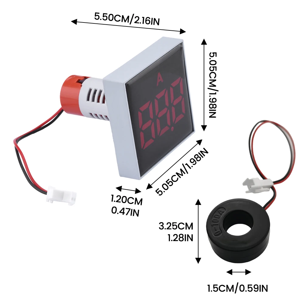 0-100A Current Meter LED Digital Display Real Time Current Monitoring Ammeter For Machine Tools Ships Power Signal Indicator