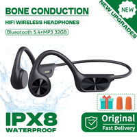 New-X7 Bone Conduction Wireless Headphone Bluetooth 5.4 IPX8 Waterproof Swim Headset 32GB MP3 Player HIFI Music Sports Earphone
