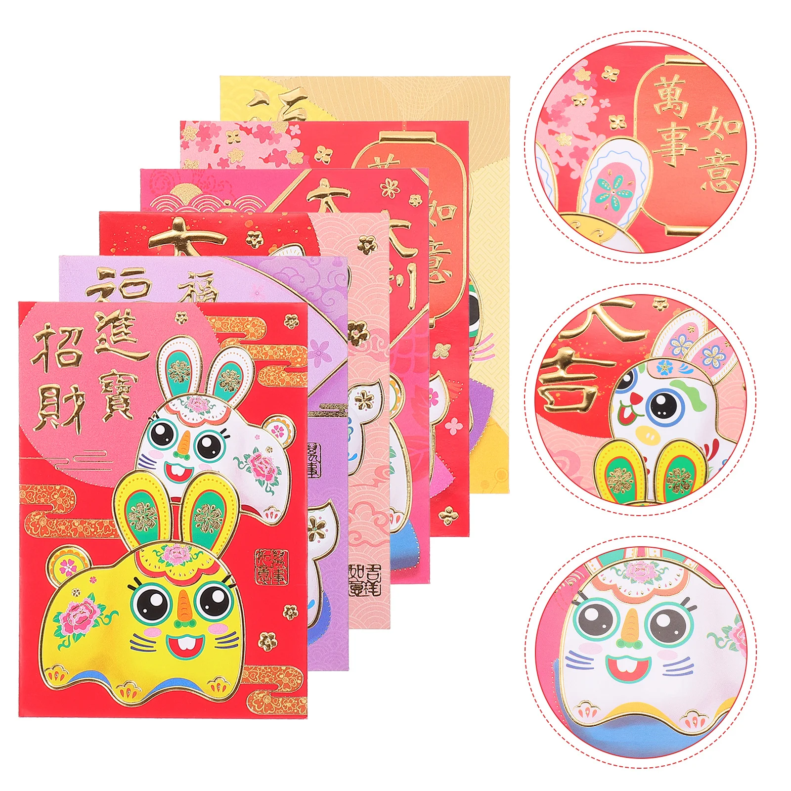 

60pcs New Year Packets Bunny Year 2023 Zodiac Red Envelope Chinese Style Money Pouch Festival Gift Paper Red Envelopes Printing