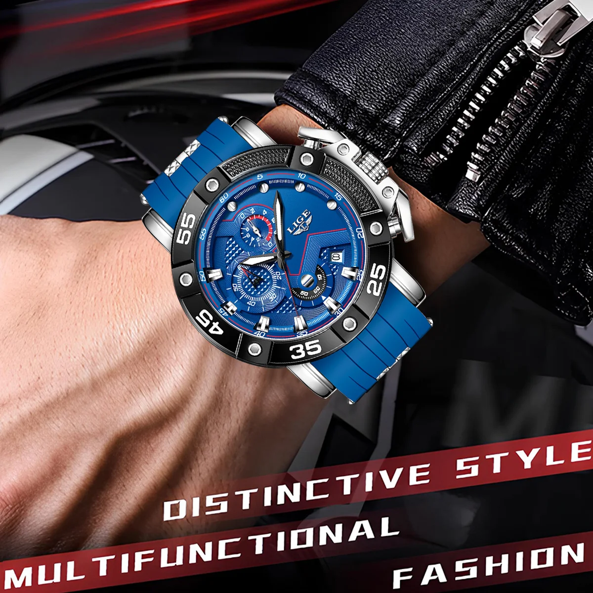 LIGE 브랜드 패션 쿼츠 시계 남자 군사 스포츠 방수 크로노 그래프 손목 시계 달력 남자 시계 Relogio Masculino