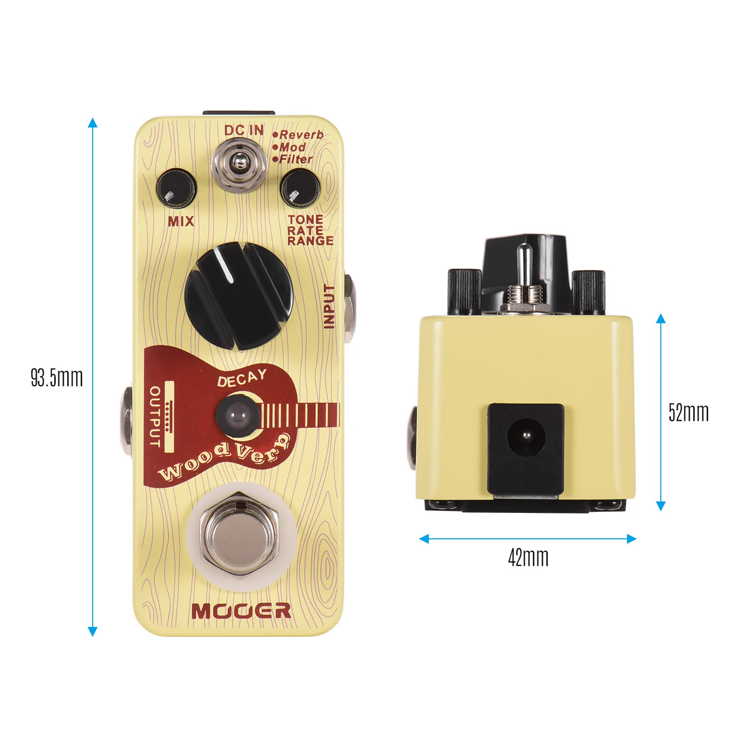 Mooer-woodverbアコースティックギターリバーブペダル、デジタル
