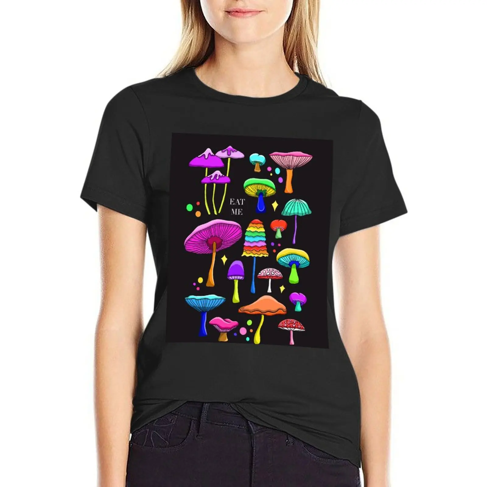 

Eat me Mushrooms T-Shirt hippie clothes plus sizes heavyweights Short sleeve tee black t shirts for Women