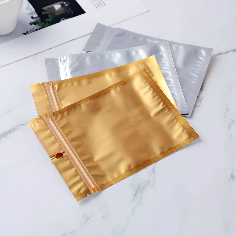 Mylar Bags for Jewelry Storage Resealable Aluminum Foil Stand Up Pouch ,Electronic Products Packaging Zipper Lock Bags - Gold