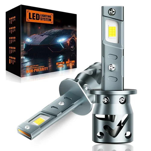 Imagen 1 del producto Bombillas de faros LED H1 mejoradas de 30000LM Canbus sin parpadeo para coche ventilador Turbo de haz alto y bajo faro Led H1 6500K blanco 12V