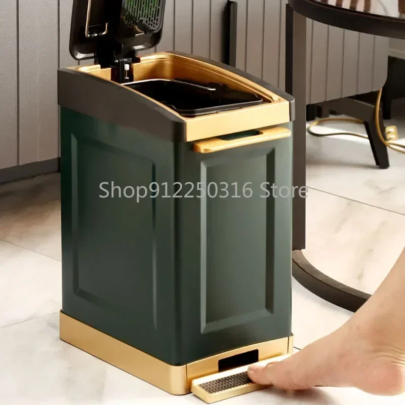 Waste Bin Room Automatic Sealing  Black Kitchen Cleaning Garbage Basket Bathroom Dustbin Design Lixeira Home Organization  Bins