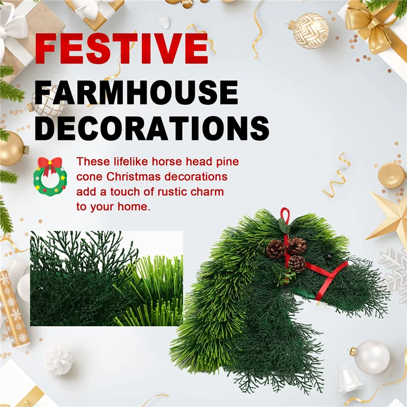 

AA01-Horse Wreath Animal Wreath Front Door Wreath Christmas Hanging Decoration Holiday Decoration