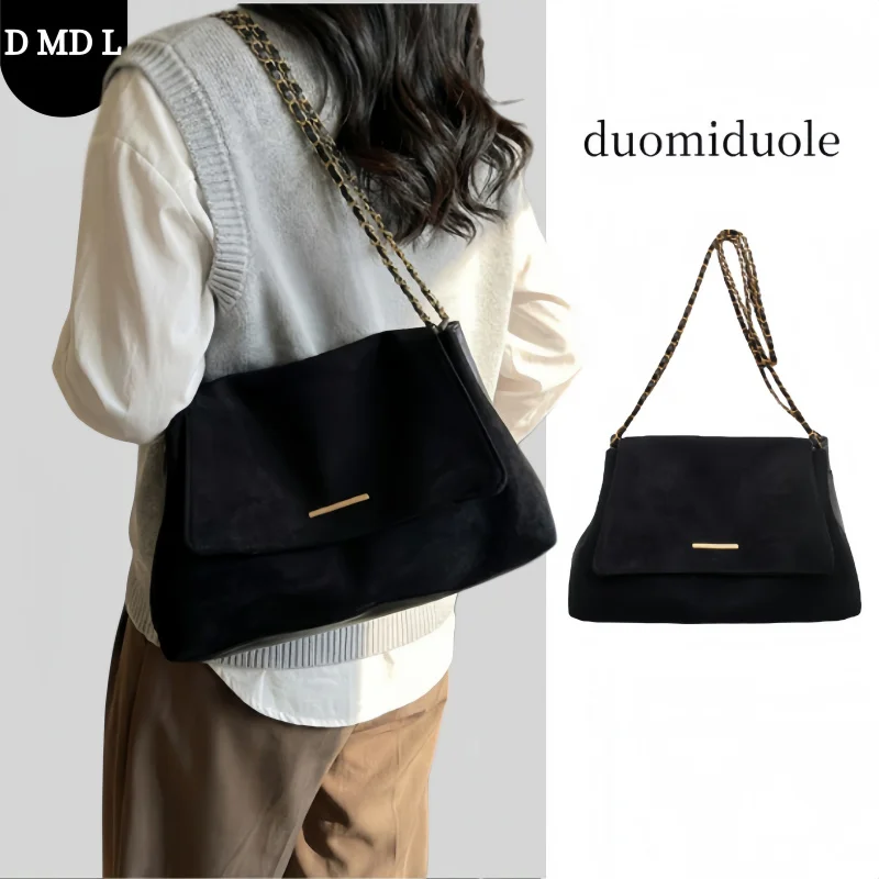 

Женская винтажная замшевая сумка на плечо, осенне-зимняя элегантная сумка-тоут со съемным ремешком-цепочкой, повседневная и нарядная сумка