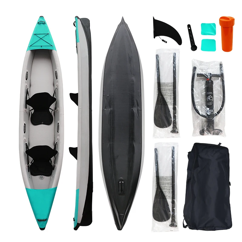 الصين مصنع نفخ كاياك نفخ الذقن قارب كاياك نفخ 2 شخص الصيد قوارب الكاياك #6