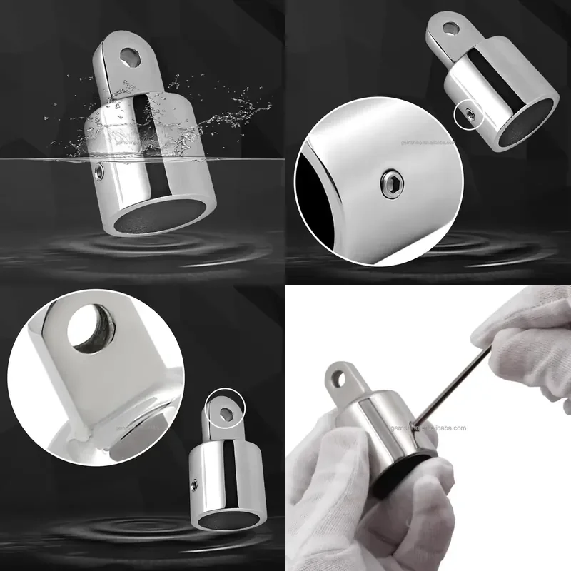 Stainless steel fitting and sliding external eye cap, marine awning fitting 316