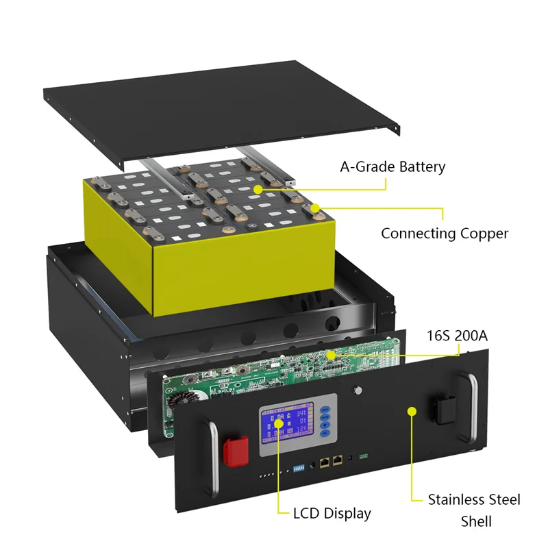 48V 150Ah LiFePO4 Battery 100Ah 200Ah 51.2V 10KWh 7KWh Built-in 16S BMS and RS485 CAN Max 32 Parallel 10 Years