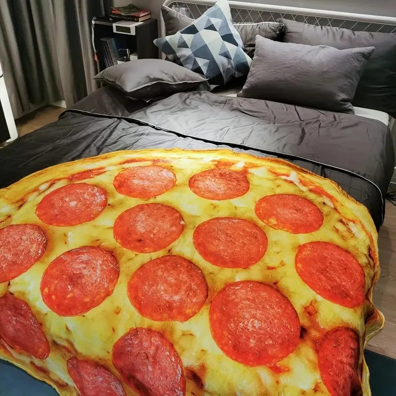 Manta de franela suave y cálida con estampado de Pizza para todas las estaciones, perfecta para sofá, sofá, oficina, cama, Camping y viajes, 1 unidad