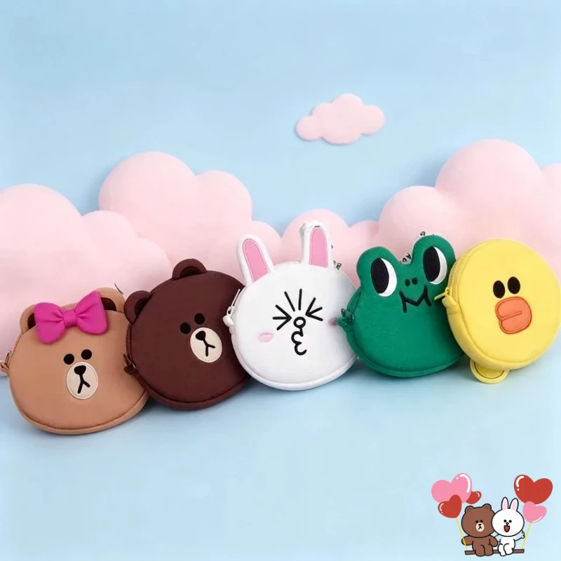 

LINE FRIENDS Brown, Cony and Sally cartoon cute coin purse kawaii portable earphone storage bag anime merchandise wholesale