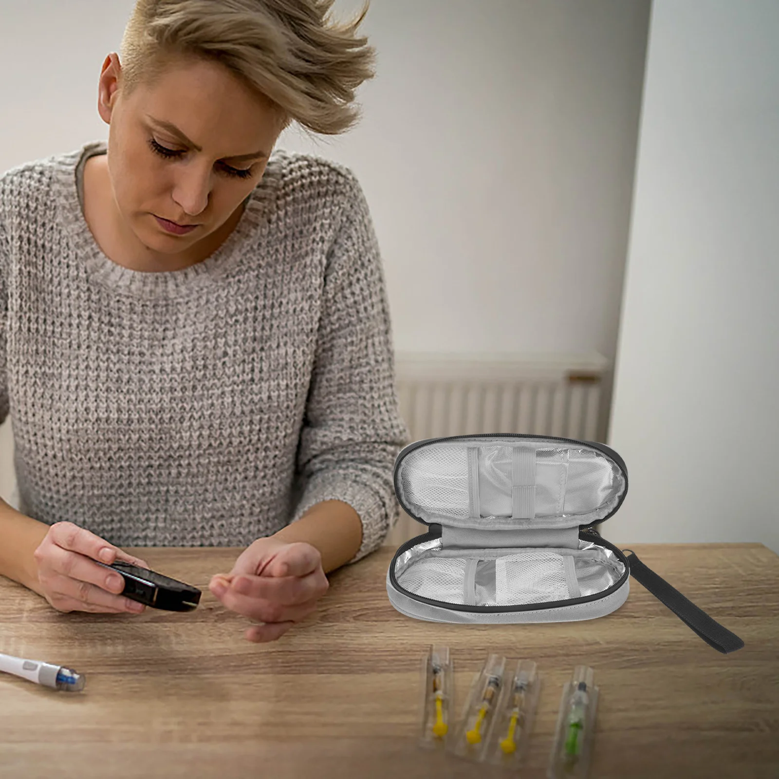 

Изолированная сумка для инсулина, портативный дорожный чехол для диабета, застежка-молния для измерения уровня глюкозы в крови, тест-полоски для хранения холода