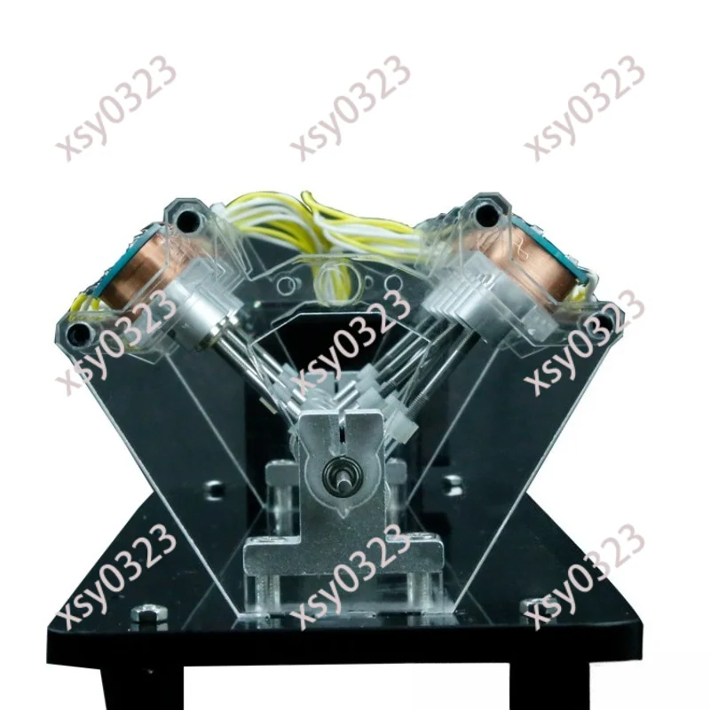 Electromagnetic Engine Model Operable V-type Motor Model for Science Display