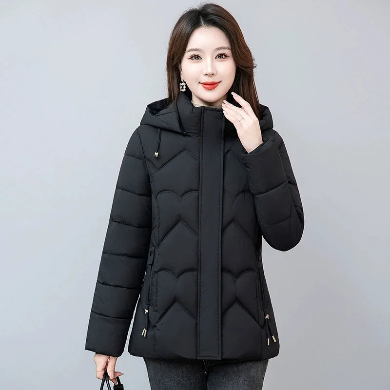 Weibliche Winter Warme Daunen Baumwolle Jacke Lange ärmeln Parkas Neue Mit Kapuze Mittleren Alters Frauen Baumwolle gefütterte Top Mutter kleidung Oberbekleidung