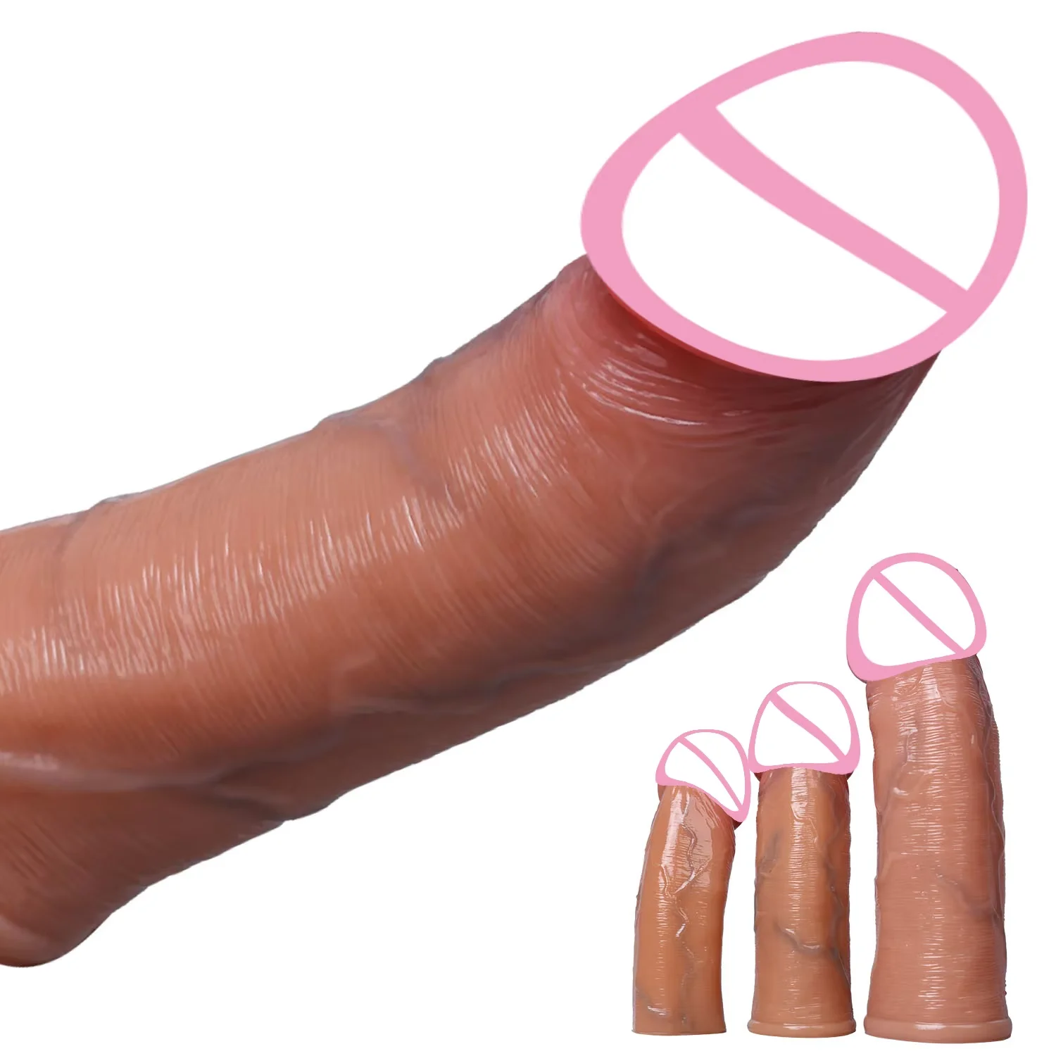 Realistic Penis Sleeve Silicone Cock Ring Condom Enlargement Dildo Soft Penis Extender Adult Sex Toys for Men Condom Dick Sleeve