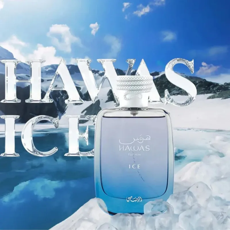 100 مل العطور العربية الأصلية RASASI Hawas Ice Eau de Parfum Spray جودة عالية عطر عطري يدوم طويلاً كولونيا ماكياج الحاضر