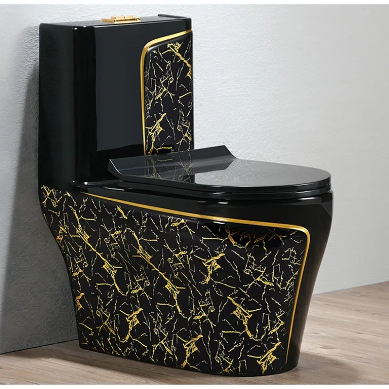 

Black toilet crack gold siphon type household pump seat toilet ceramic bathroom deodorant creative super swirl type