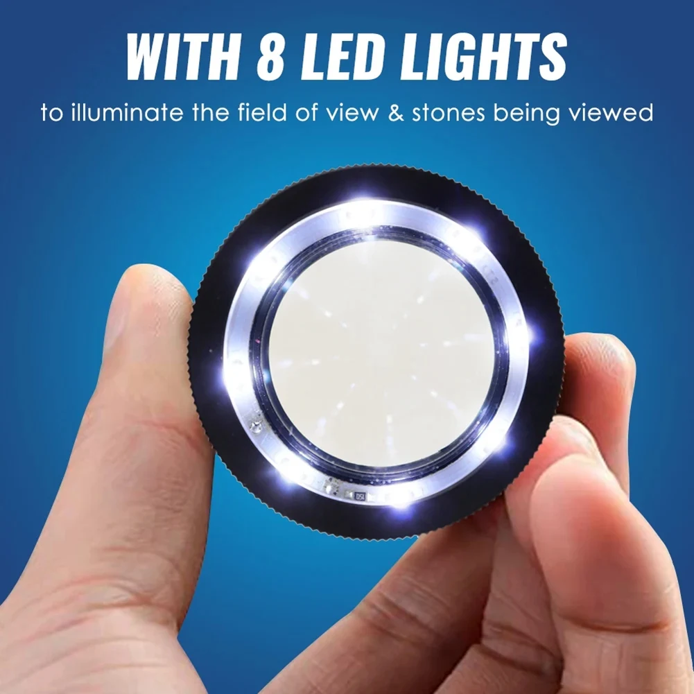 DT81 10x Magnification Scale Loupe Scale Chart 25mm Field of View with 8 LED Light