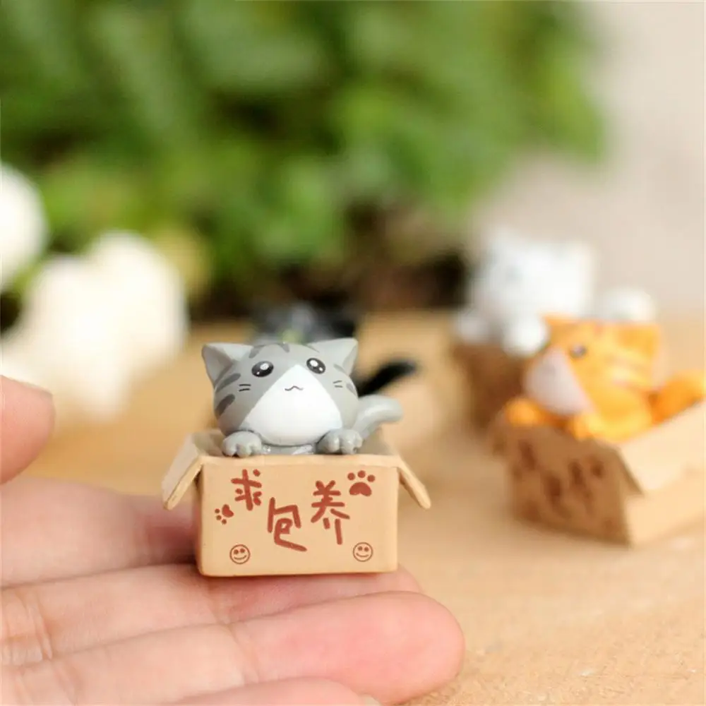 Cute Private Cat Moss Micro-Scape Ornamentos, Resina Acessórios Paisagem, Plantas Suculentas, Conto de Fadas Casa, 1-10Pcs