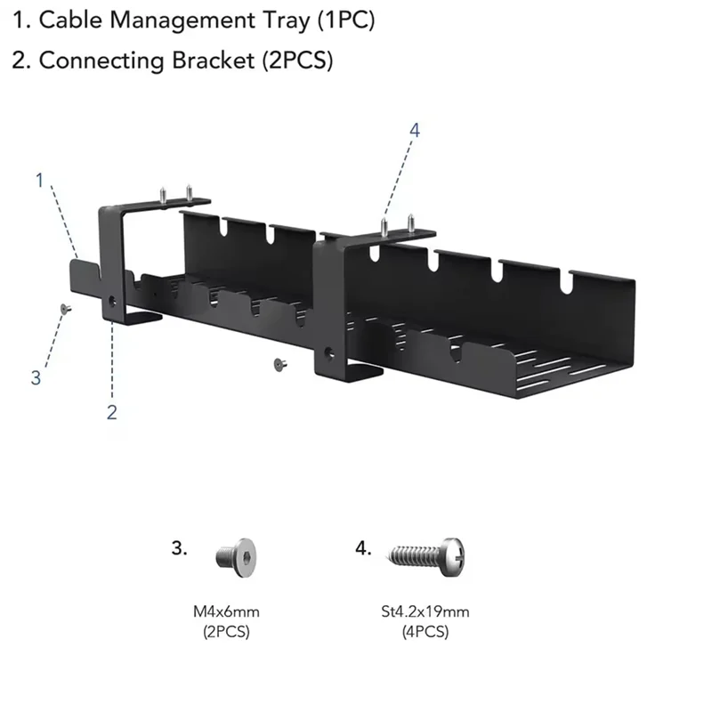 BAAJ-Underwire Frame Desktop Portable Storage Table Undertook Cable Management Tray Insert Metal Wire Management Fixture