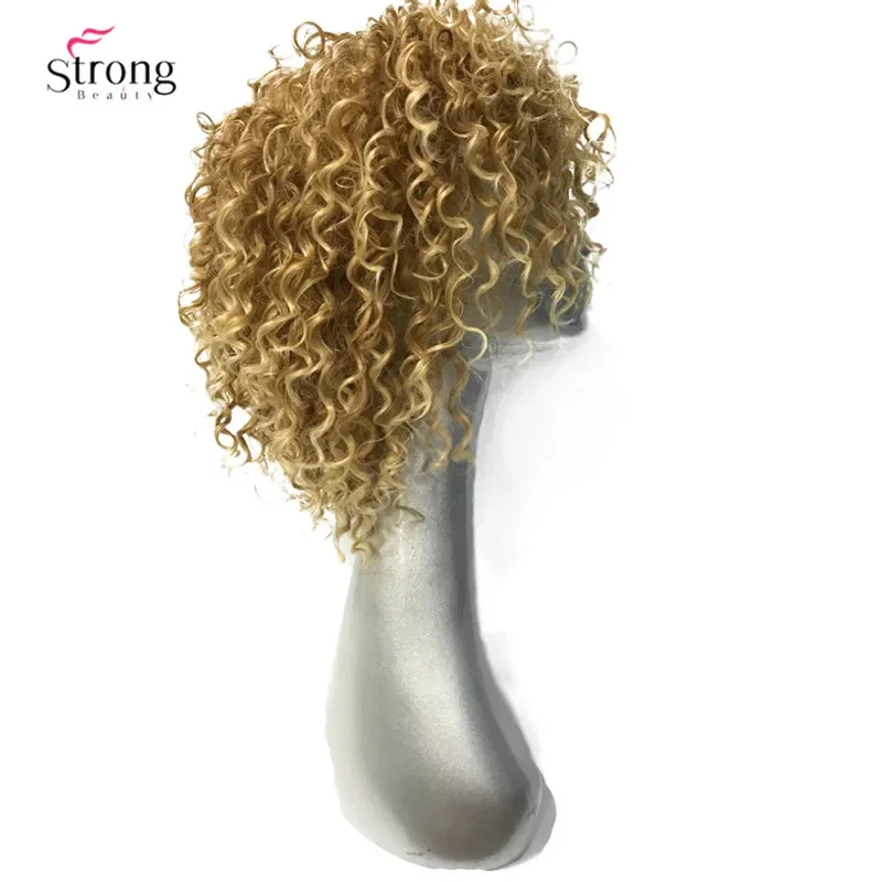 StrongBeauty Women\'s Wigs Short Curly Hair Synthetic Full Wig Yellow Color Molding-Making Man Wig
