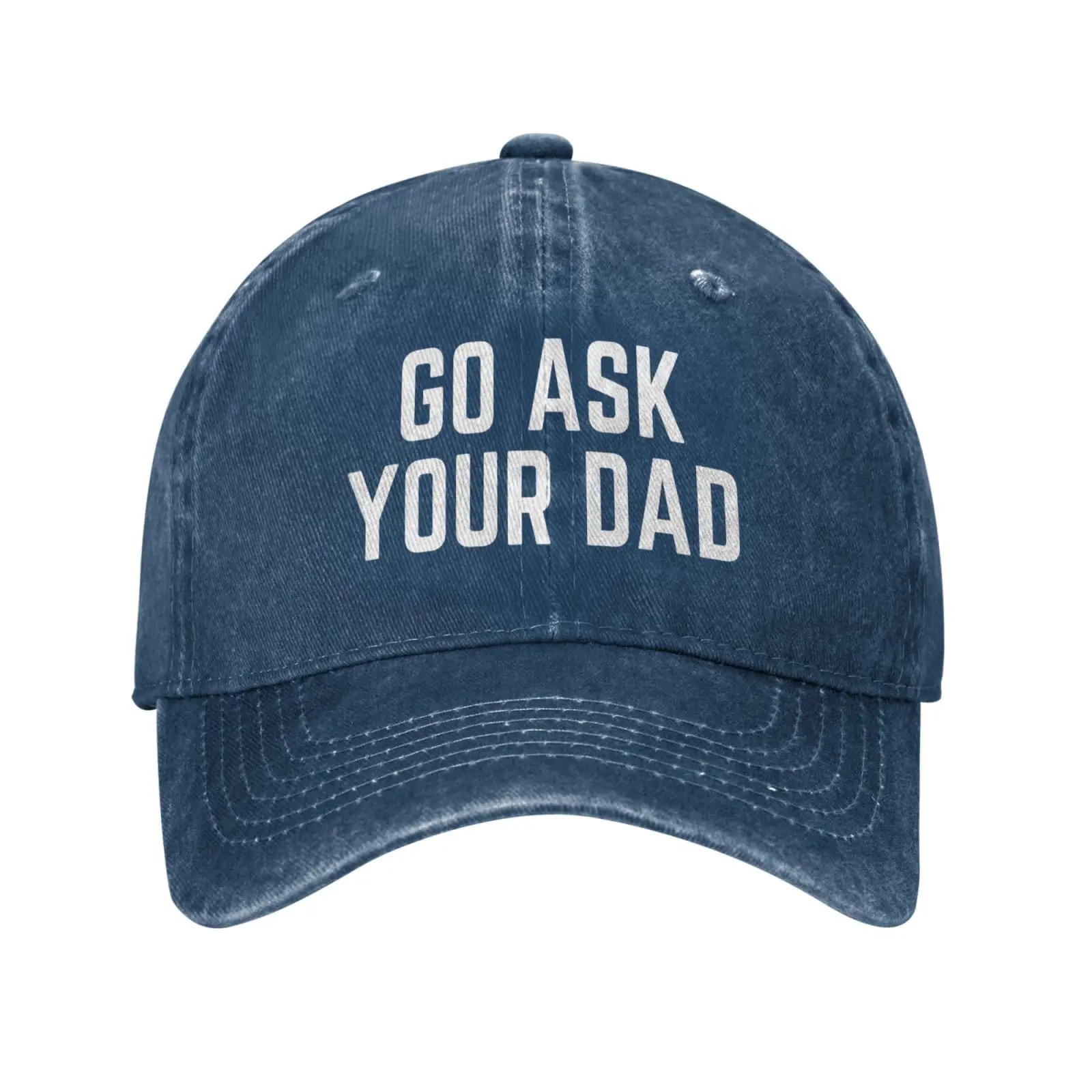 Go Ask Your Dad 야구 모자, 남녀공용 데님 모자, 워싱 코튼 패션 모자, 조정 가능한 스포츠 야외 스트리트웨어