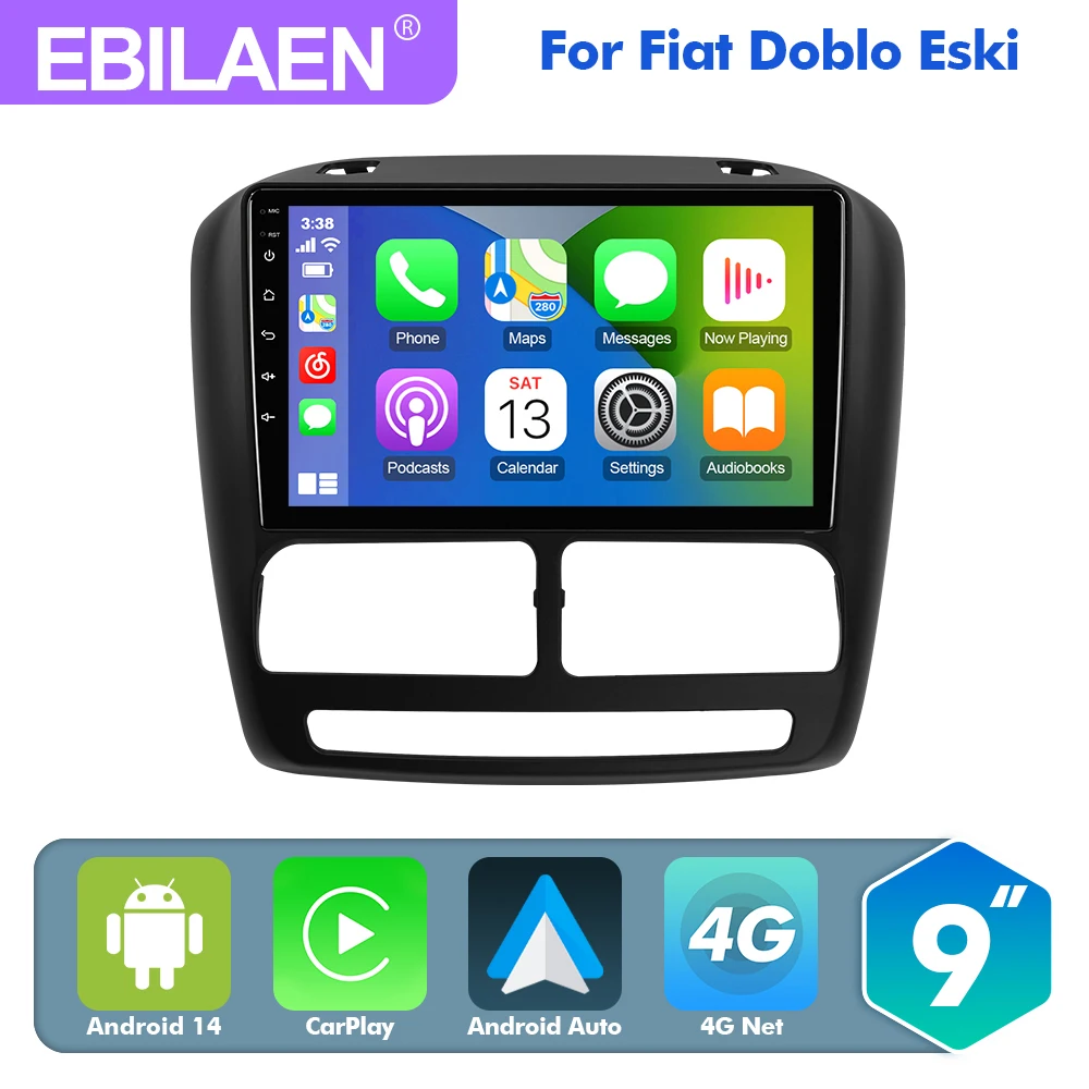 

EBILAEN 9-дюймовая Android 14 мультимедийная система для FIAT DOBLO 2010-2015, Opel COMBO 2011-2018, с поддержкой Carplay, Android Auto, DSP.