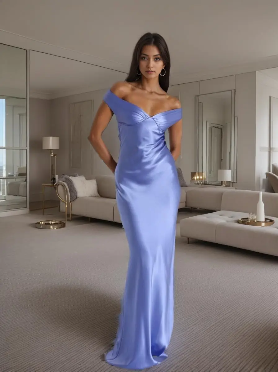 

Prom Dresses Mermaid Off The Shoulder Long Satin Bridesmaid Dresses for Wedding