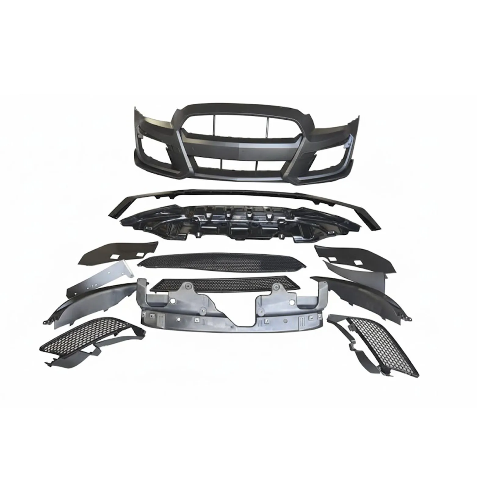 for GT500 Style Front Bumper Kit for Ford Mustang 2011-2014 Conversion Bodykit W/ Upper Lower Grille Lip Splitter Fascia S5