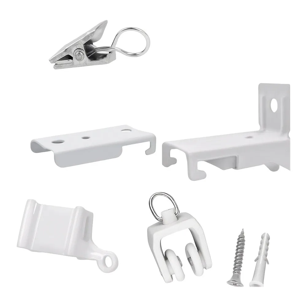 Complete Curtain Track Accessory Kit Nylon Pulleys For Curved Fixed Top Clamping Rail End Cap Sealing Track Rail Accessories ﻿