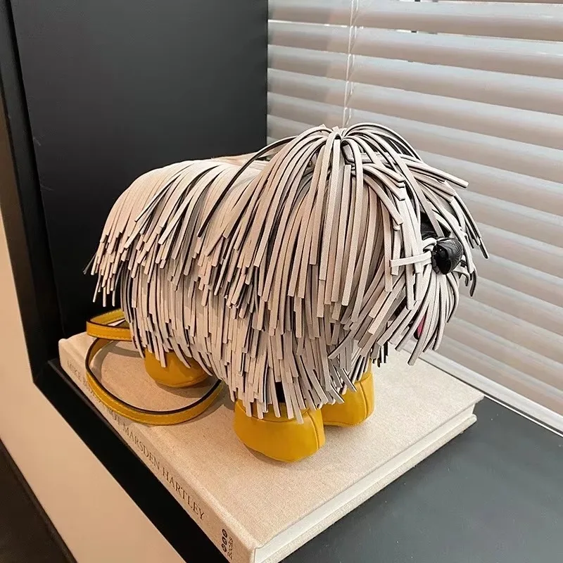 

Высококачественные уникальные сумки на плечо в форме собаки из искусственной кожи, индивидуальные супер крутые женские сумки через плечо с кисточками, новинка 2023 года