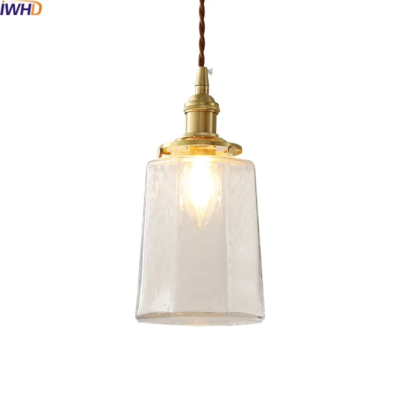 

IWHD Clear Glass LED Pendant Lights For Bar Bedroom Living Room Copper Modern Hanging Lamp Home Decor Luminaire Suspendu