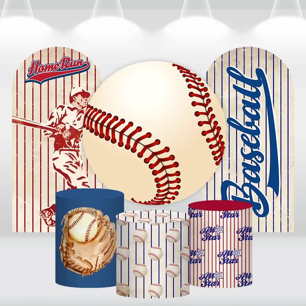 

Baseball Round Arch Backdrop for Boy Birthday Party Decoration Banner Sports Baseball Game Baby Shower Table Cylinder Covers