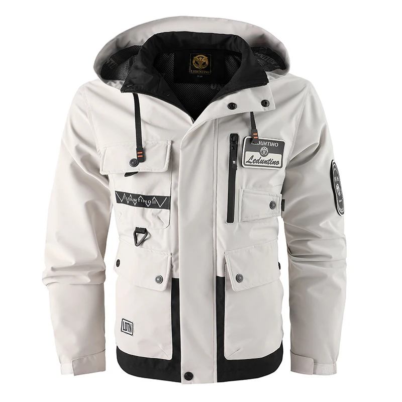 Outdoors Men Comfort Detachable Hat Solid Tops Spring Autumn Simplicity Windproof Casual Coat New Fashion Versatile Jacket Men