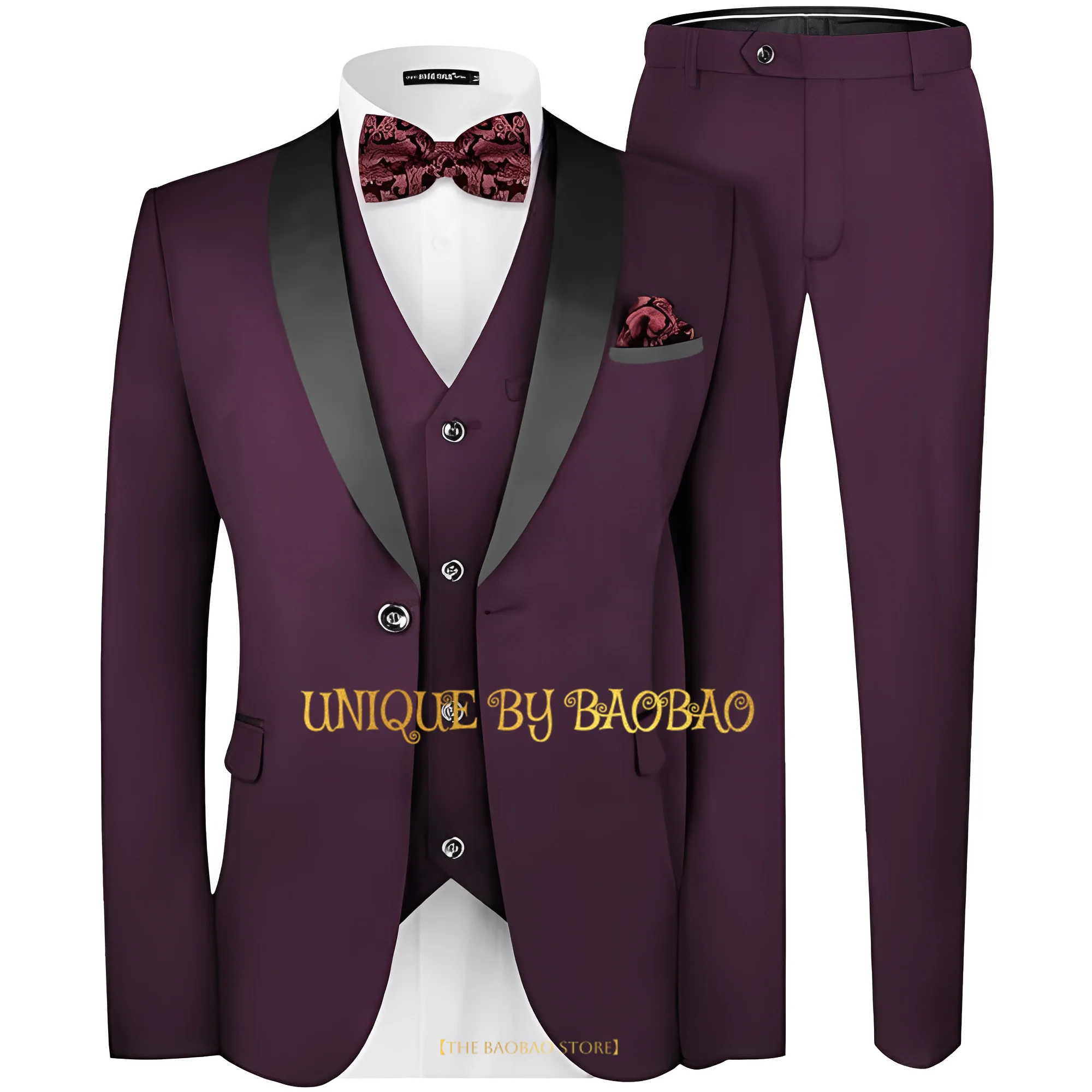 

Men's Wedding 3-piece Suit (Jacket+Vest+Pants) Satin Shawl Lapel One Button Blazer Conference Meetings Cocktail Party Tuxedo