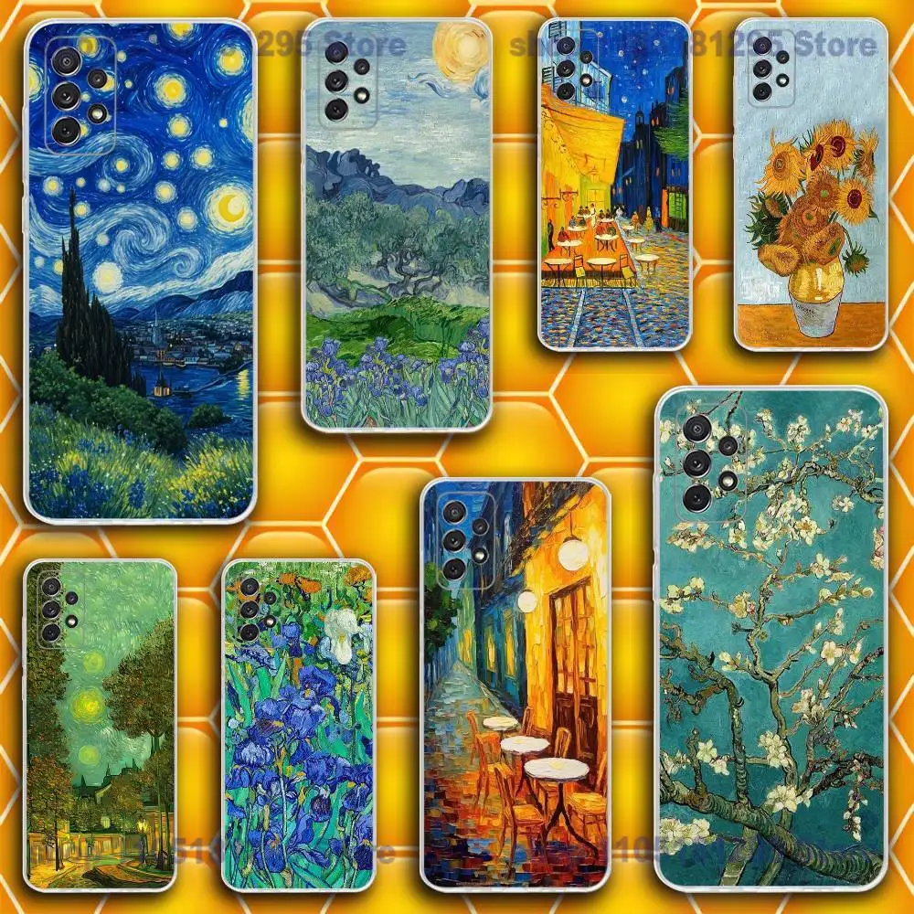 

Van Goghs Art Phone Case For Samsung S30,23,21,22,20 FE lite,S10,9,PIus Note20ultra Soft Transparent