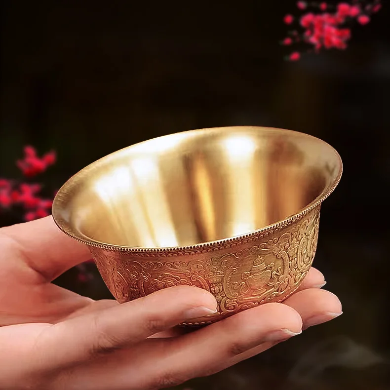 Cz brass offering cup eight treasure offering bowl eight auspicious copper cornucopia temple utensils  hall offering utensils