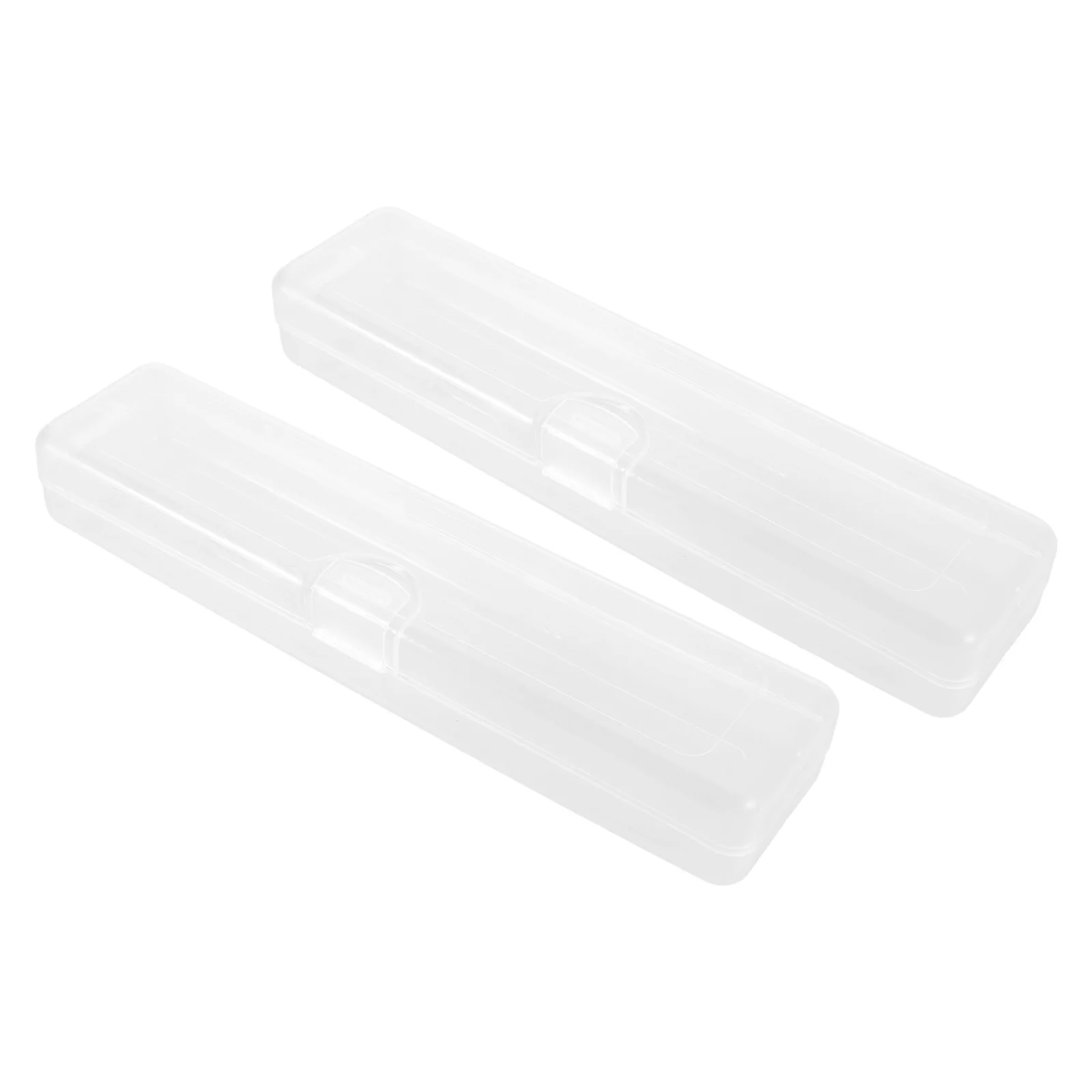 

2 Pcs Makeup Brush Storage Box Eyebrow Pencil Holder with Lid Brushes Case Plastic Eyeliner Travel