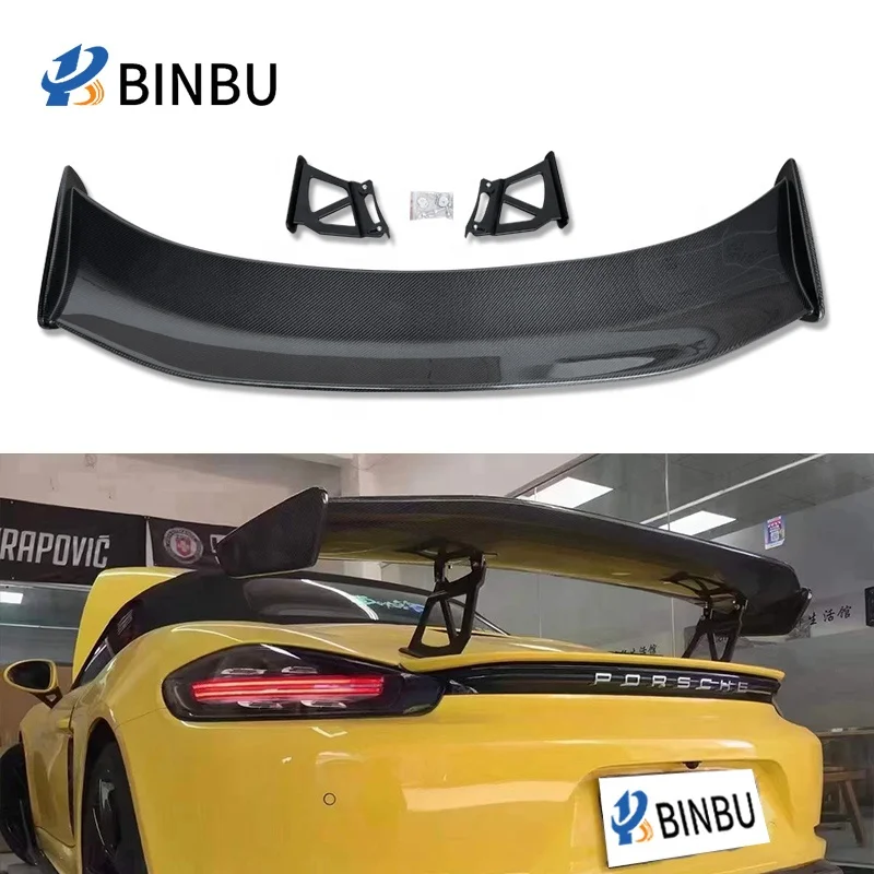 

For Porsche 718 981 982 987 Cayman Carbon Fiber Rear Spoiler Car Modification and Upgrade GT4 Style Rear Body Kit