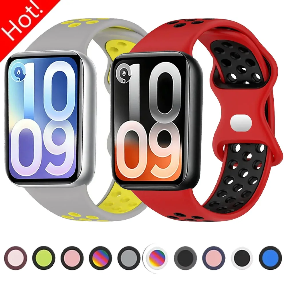 Weiches Silikonarmband für Xiaomi Mi Band 10/9/8 Pro, zweifarbiges, verstellbares Armband für Redmi Watch 6 5 4, Ersatzzubehör