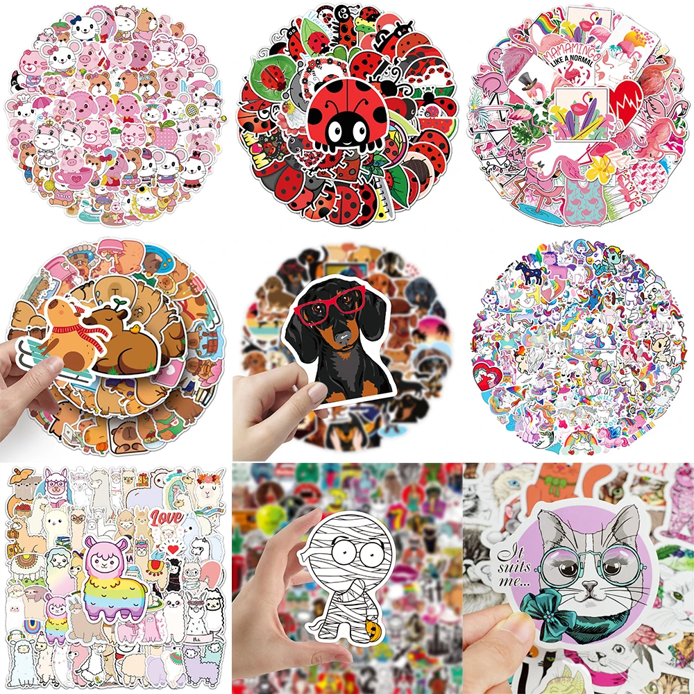 10/30/50PCS Cartoon Small Animals Stickers Series Cute Alpaca Graffiti Skateboard Helmet Phone Suitcase DIY Decoration Wholesale