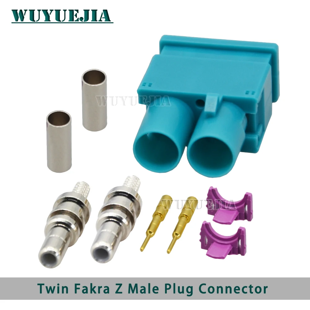 1/10PCS Double Fakra Z Male Plug Twin Fakra II SMB Connector 50 Ohm RF Coaxial Connectors Dual Fakra for RG316/ RG174 Cable