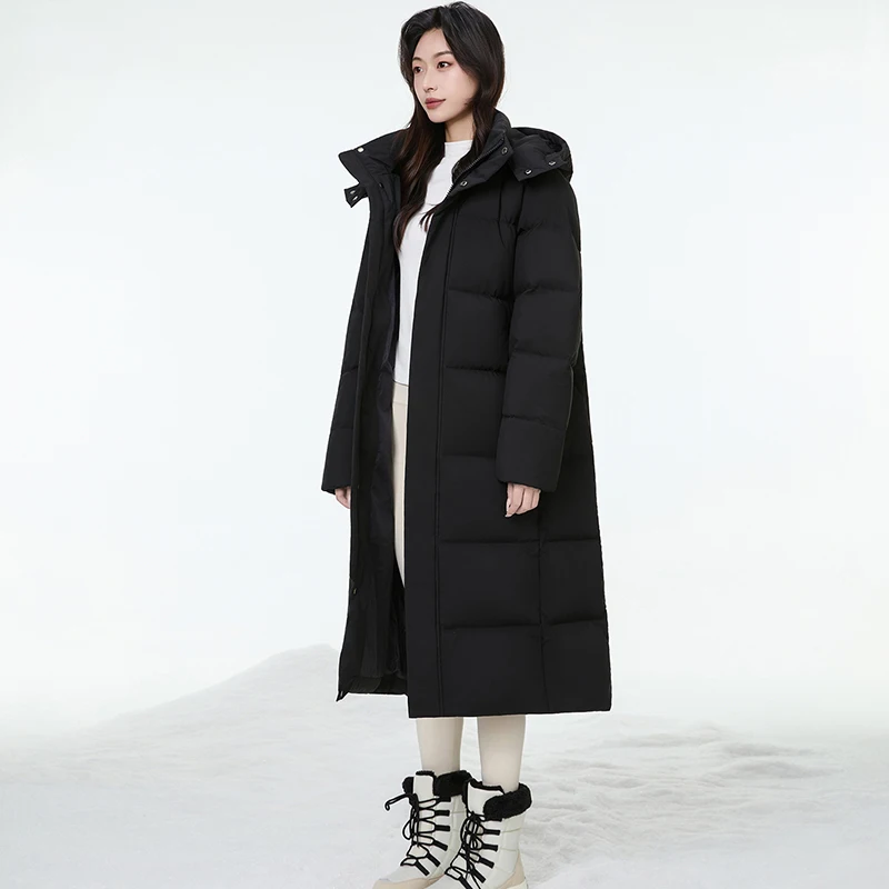 سترة نسائية طويلة بقلنسوة 95% بطة بيضاء أسفل يندبروف ملابس خارجية دافئة شتوية سميكة فضفاضة معطف منتفخ للترفيه #3