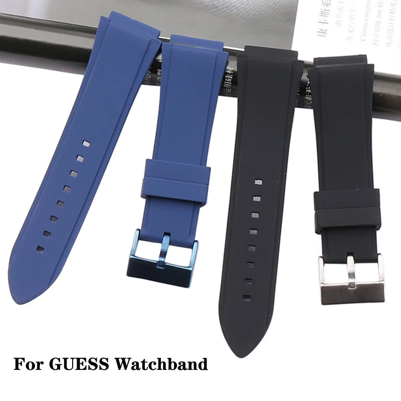 

Водонепроницаемый дышащий твердый силиконовый ремешок для часов с пряжкой из нержавеющей стали 22 мм для Guess W0040g3 W0040g5 W0247g3 ремешок для часов