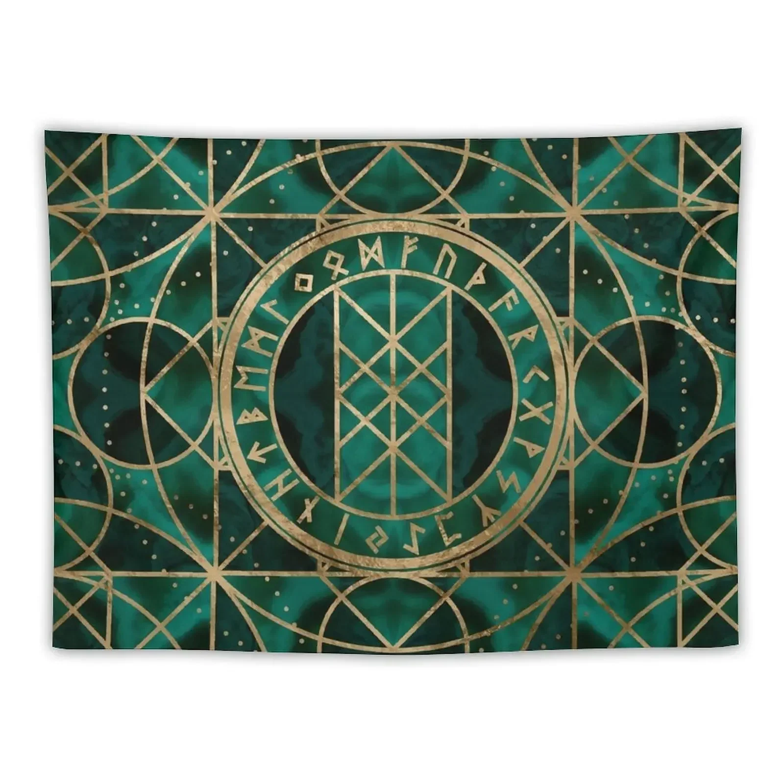 Web of Wyrd The Matrix of Fate - Gold and Malachite Tapestry Room Decorations Home Decorations Aesthetic Wallpaper Tapestry