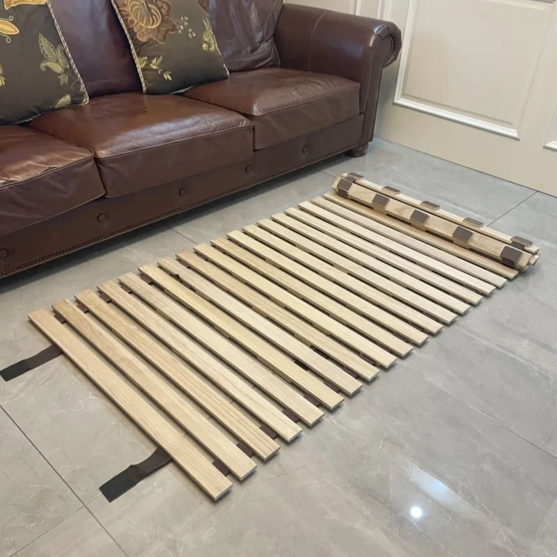 

Japanese Style Rollable Wooden Slatted Bed – Foldable Tatami Bed Frame, Low-Height Floor Bed, Compact & Portable Design