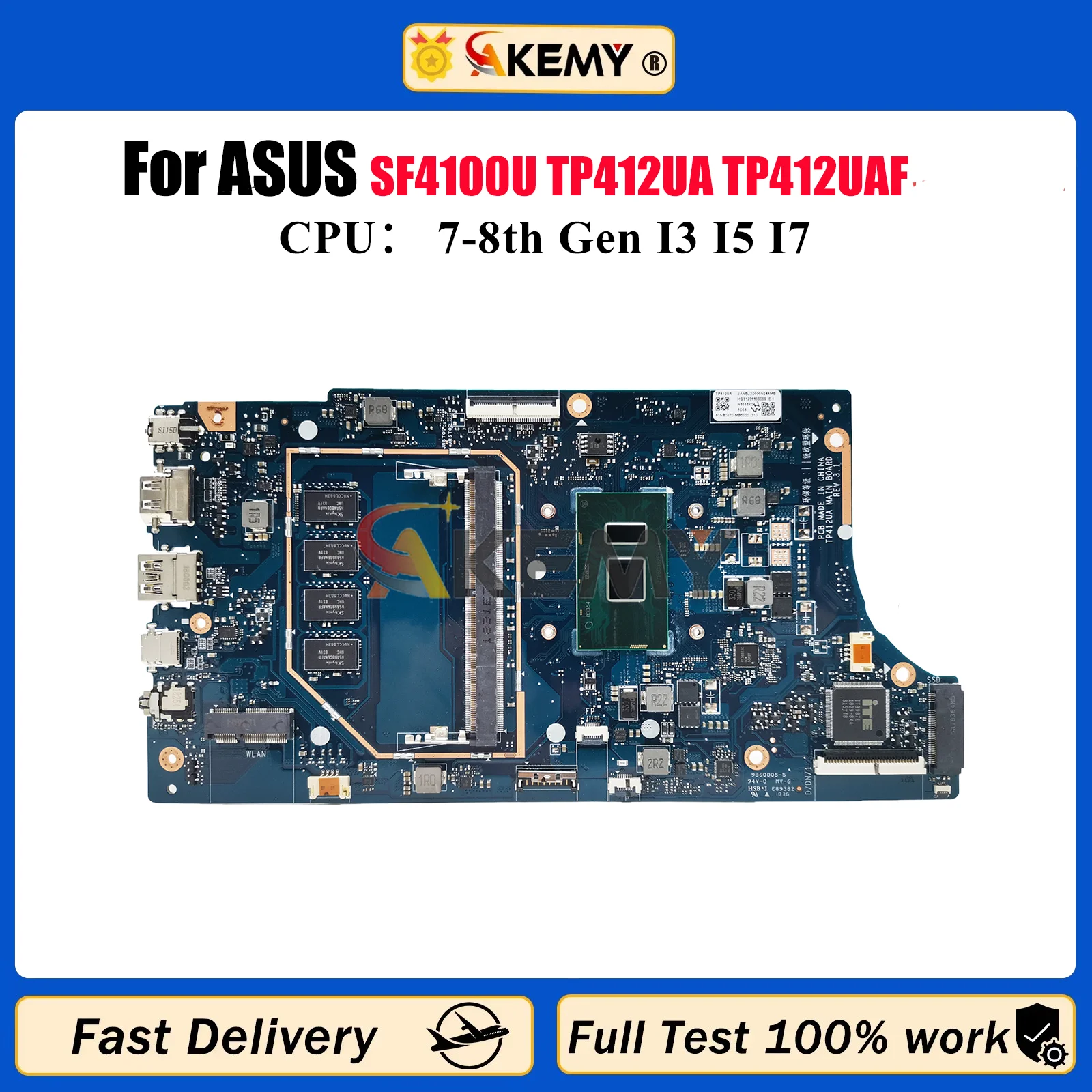 

TP412UA Laptop Motherboard For ASUS VivoBook Flip TP412U SF4100U TP412UA TP412UAF Mainboard With I3 I5 I7 CPU 100% tests OK stk
