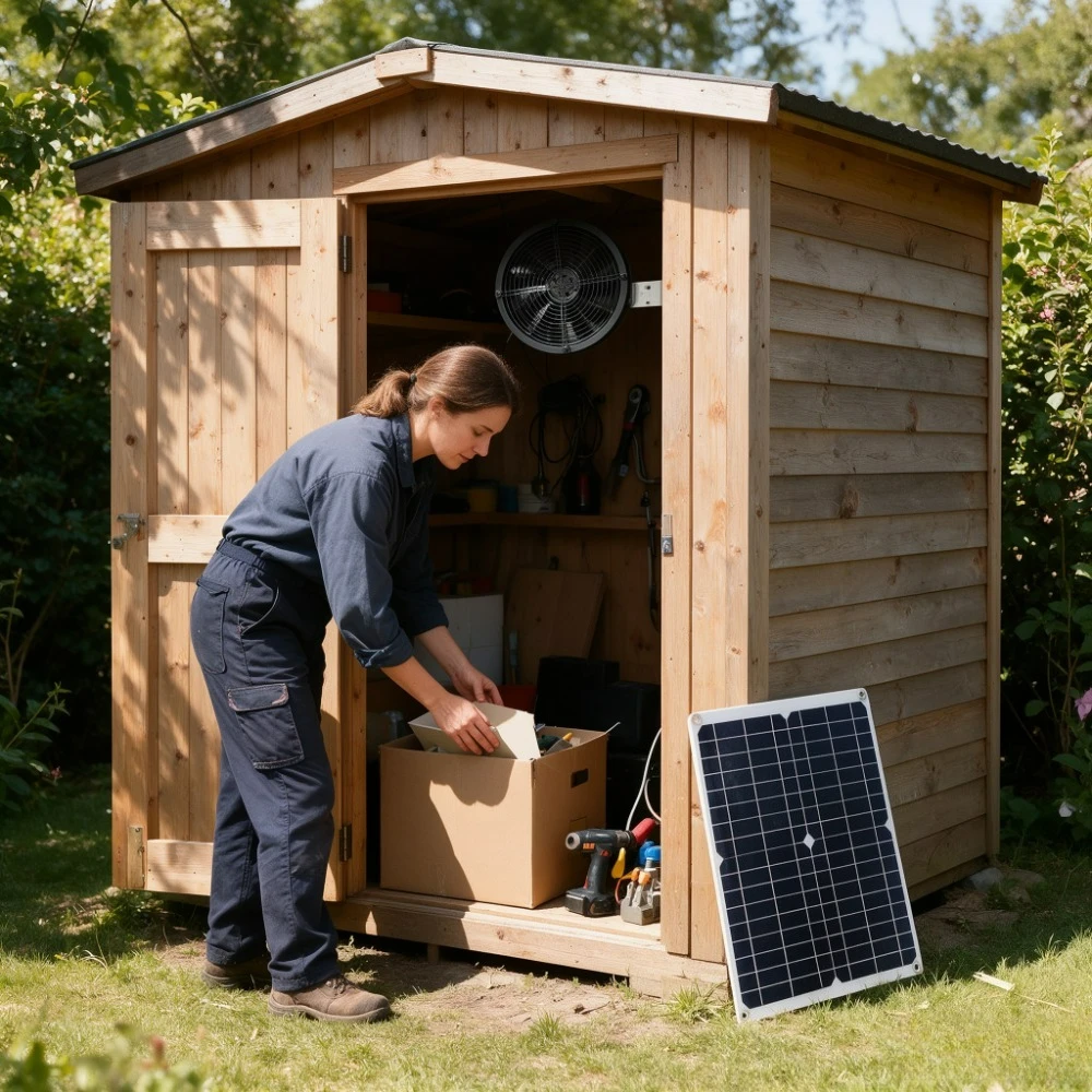 15W Waterproof Solar Powered Fan Kit Outdoor Ventilation Fan for Storage Shed Chicken Coop Dog Kennel Greenhouse Pet House Heat